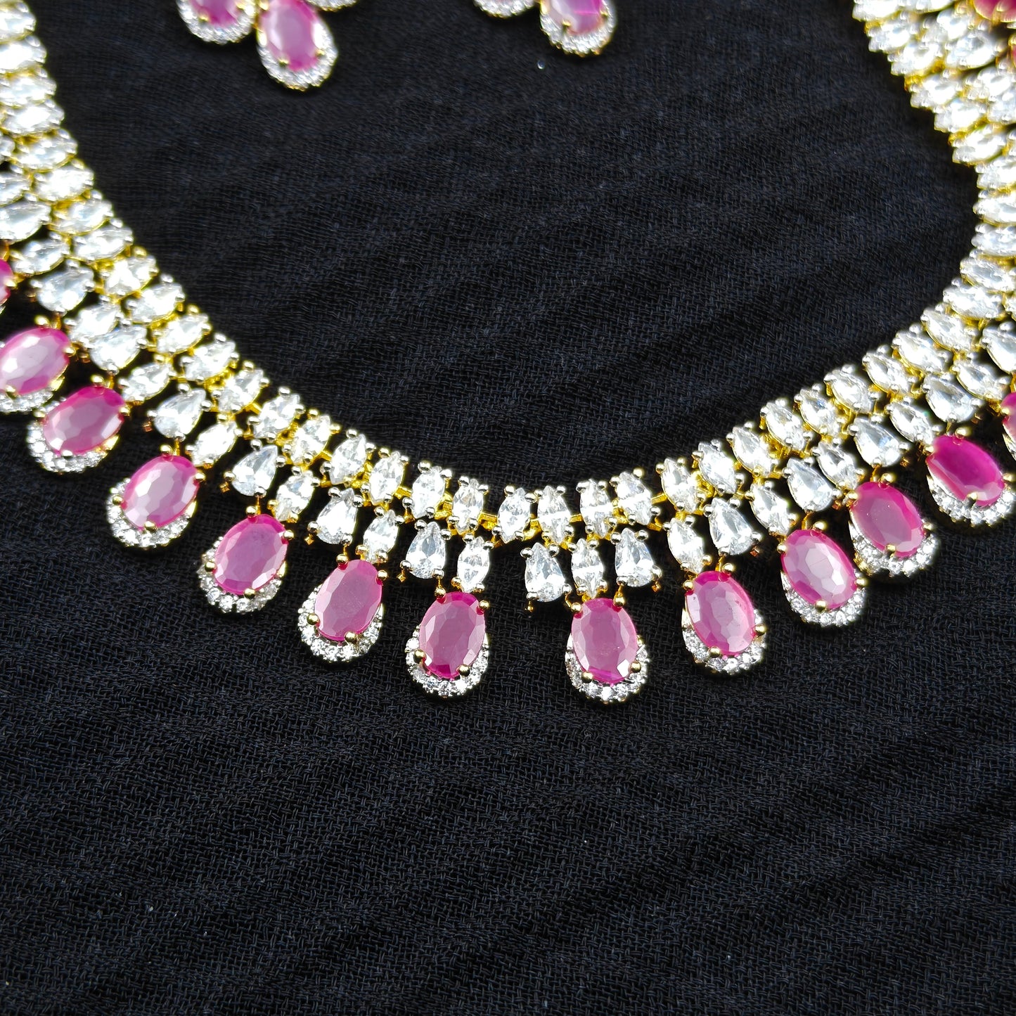 39028 Real Diamond Look Ruby Necklace