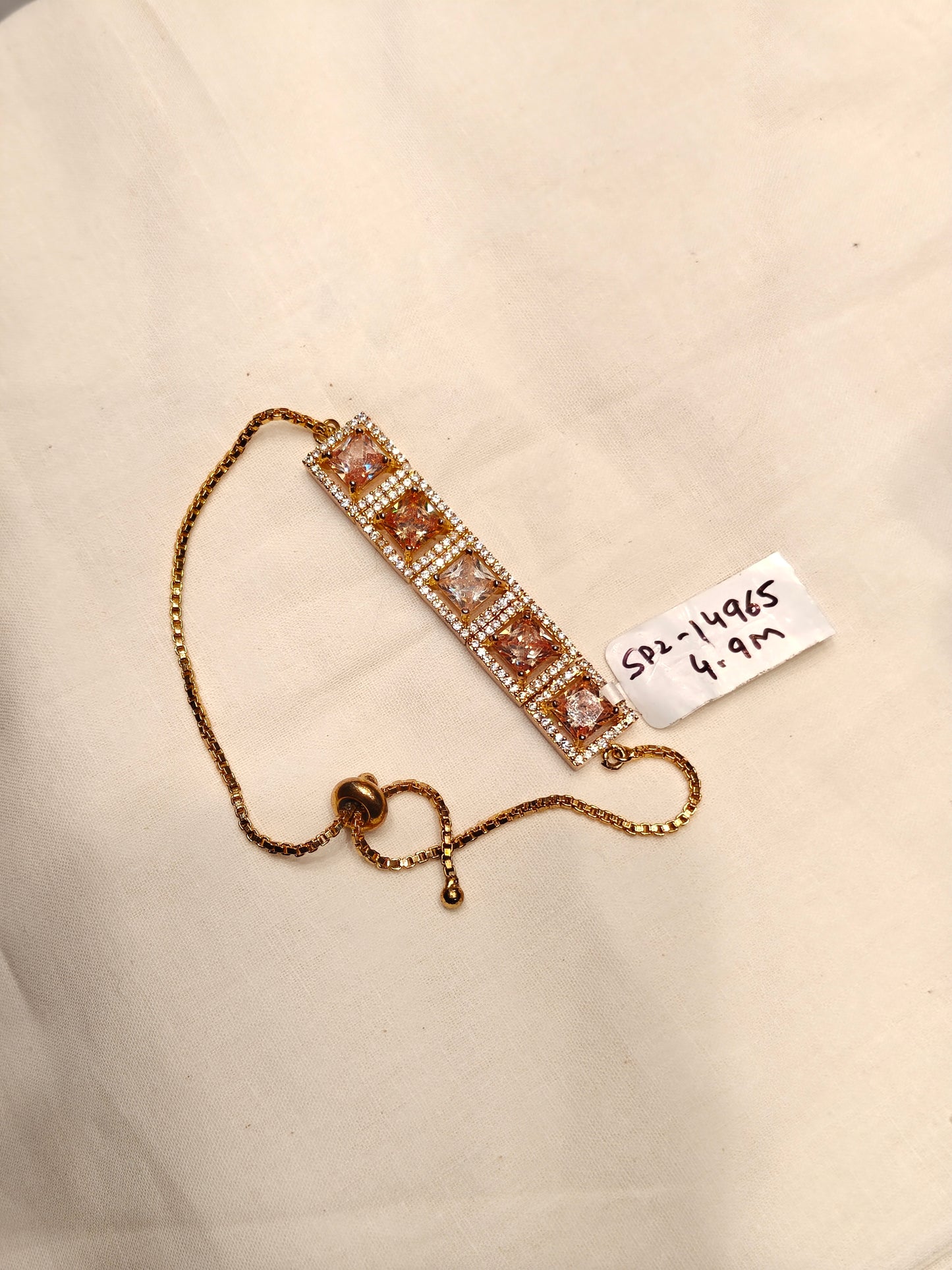 14963 / 14964 / 14965 gp light orange stone chain bracelet