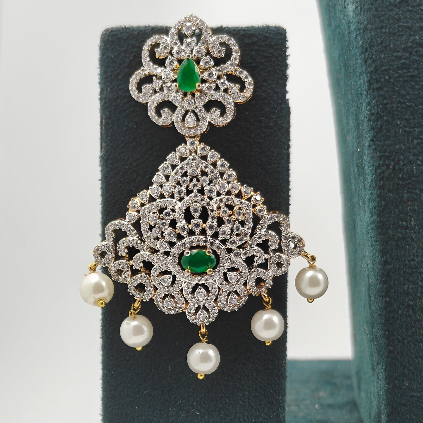 35475 / 35476 GJ green stone 2 layers long necklace