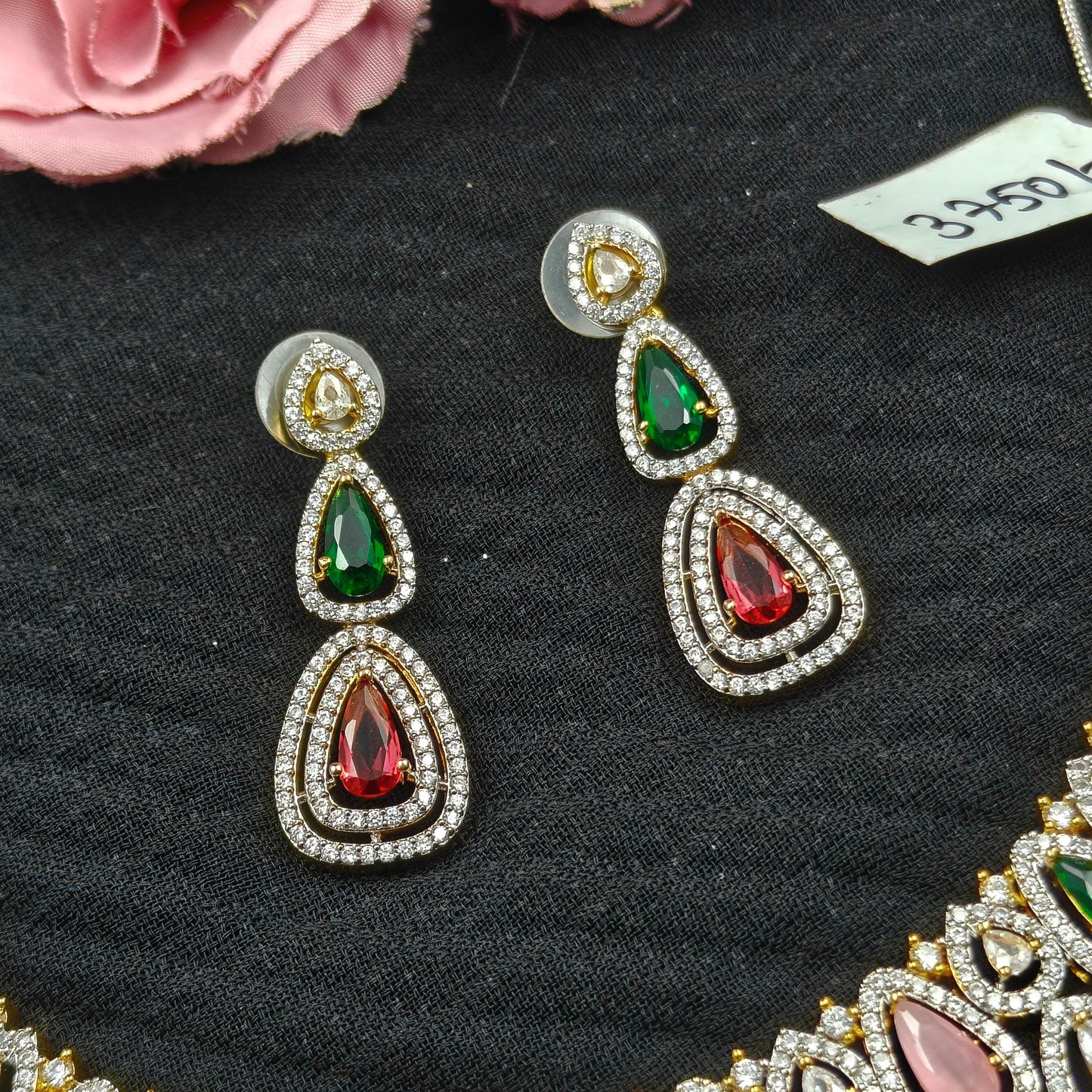 10034 Diamond finish multicolor necklace