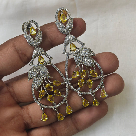 27094 platinum yellow colour earrings