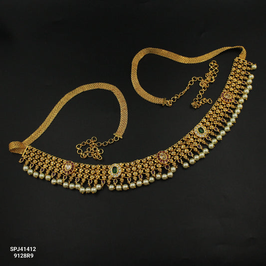 41412 Nakshi Multi Stone Chain Vaddanam - Waist Size 39-49