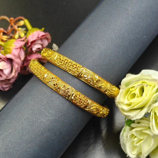 1810 Gold polish 2 pcs broad bangle