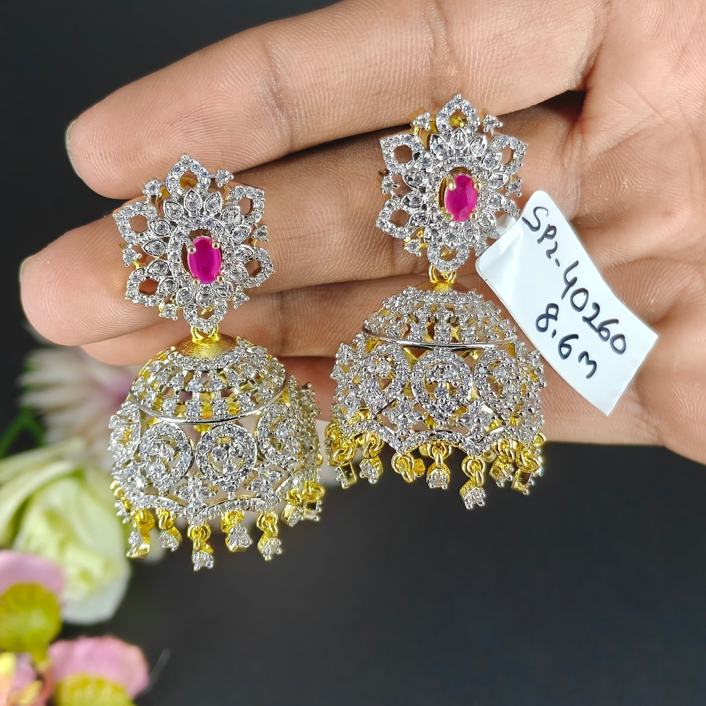 40260 GJ Ruby stone jhumki