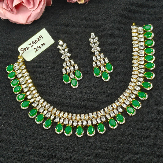 39029 Real Diamond Look Emerald Necklace