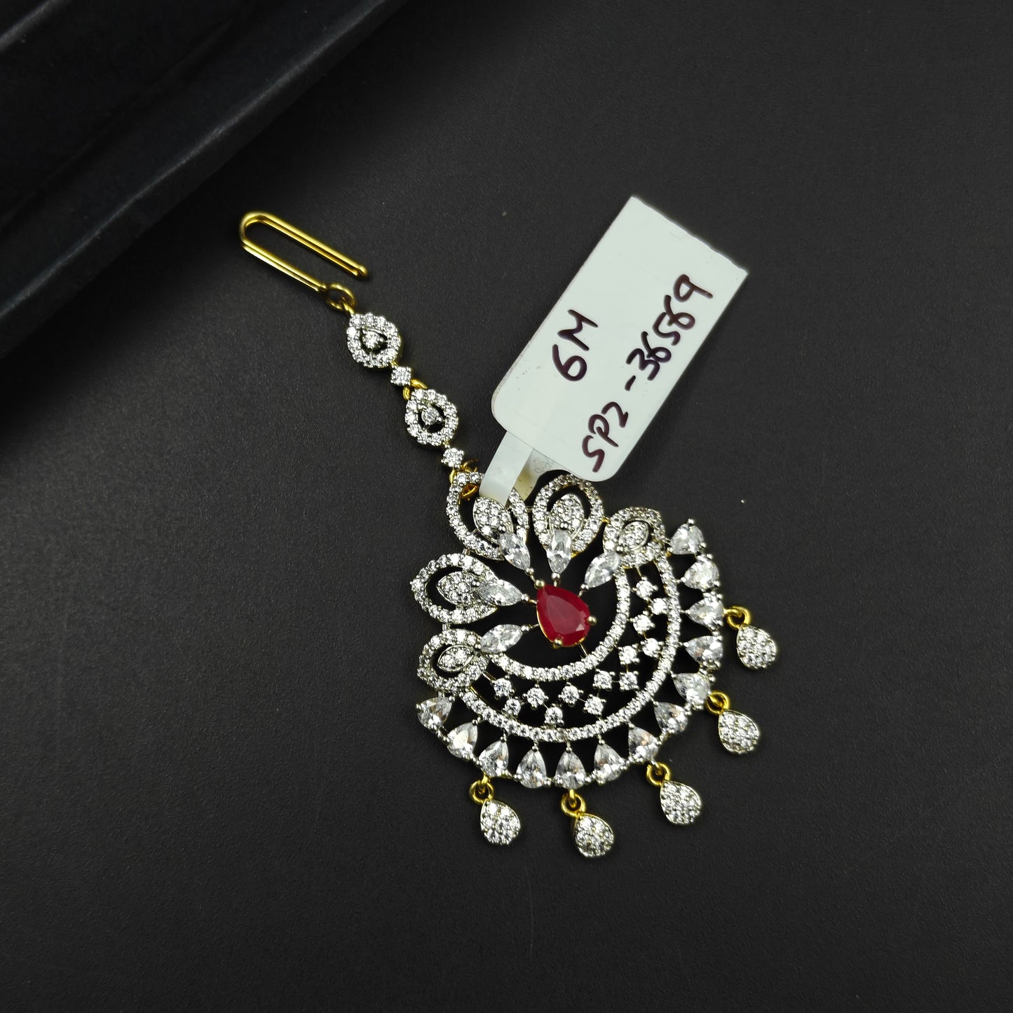 36569 Victorian Ruby Floral Maangtikka