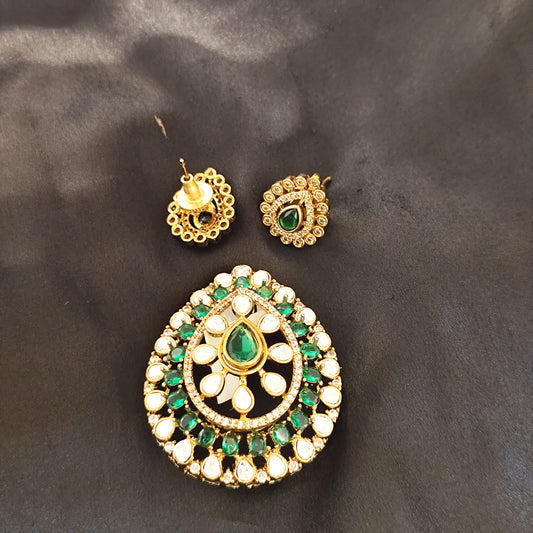 36281 Victorian green drops Pendant set