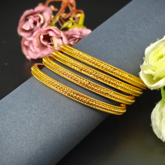 20741 Gold polish 4 broad bangles