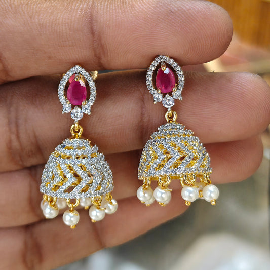 39563 GJ small Ruby stone jhumki