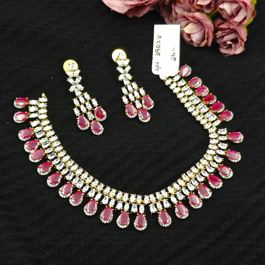 39028 Real Diamond Look Ruby Necklace