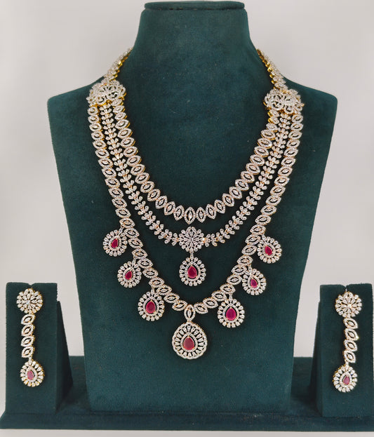 30917 GJ 2 layers Ruby stone necklace