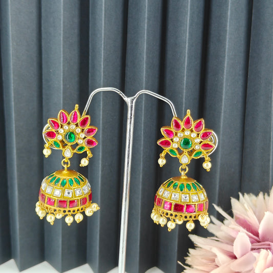 40146  Jadau lotus jhumki