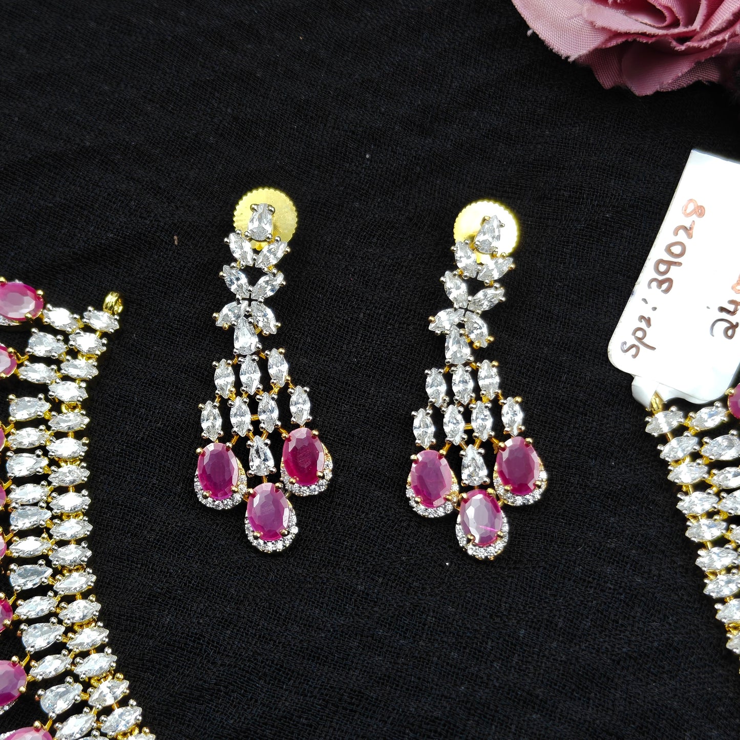 39028 Real Diamond Look Ruby Necklace
