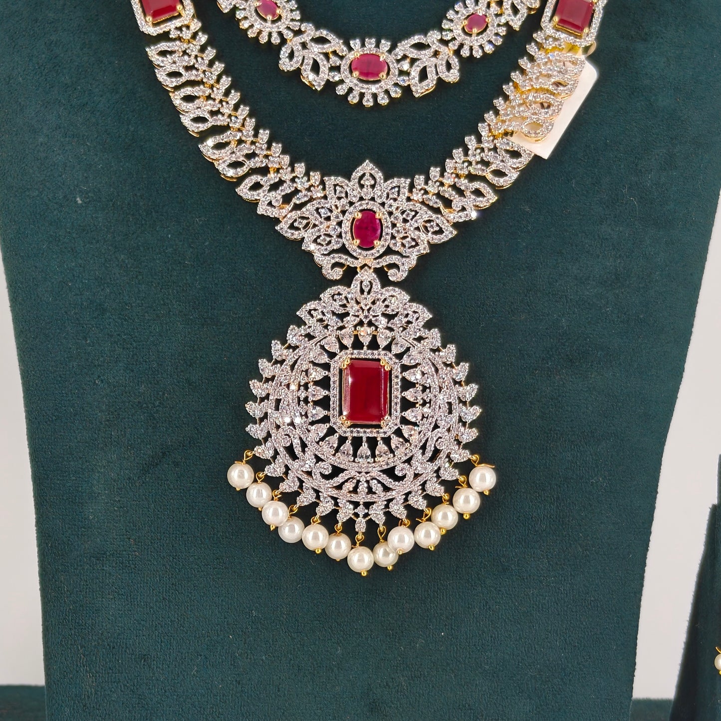 37780 Twin-Layer CZ Stone Bridal Haram Set