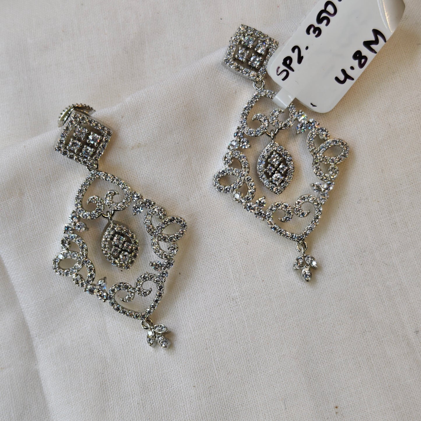 35073 platinum full white earrings