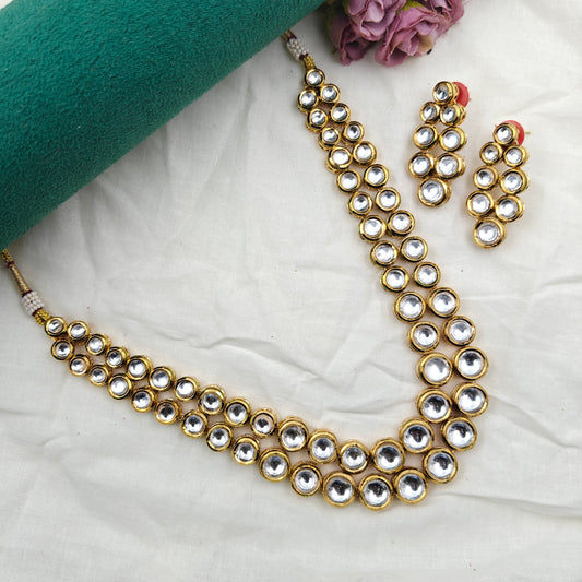 16869 Mennakari Kundan short necklace without beads
