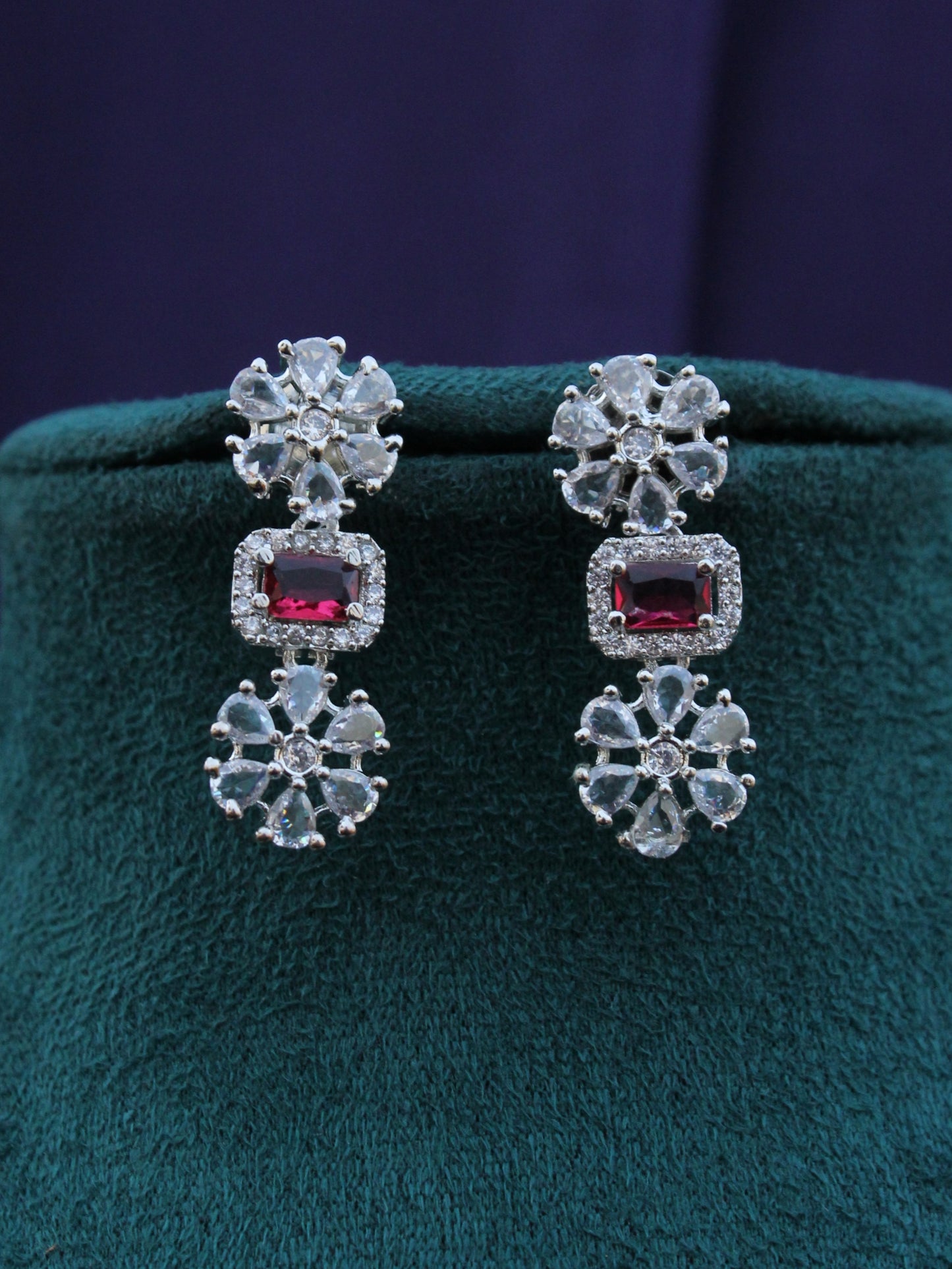 38869 Ruby Double-Layer CZ Stone Necklace Set