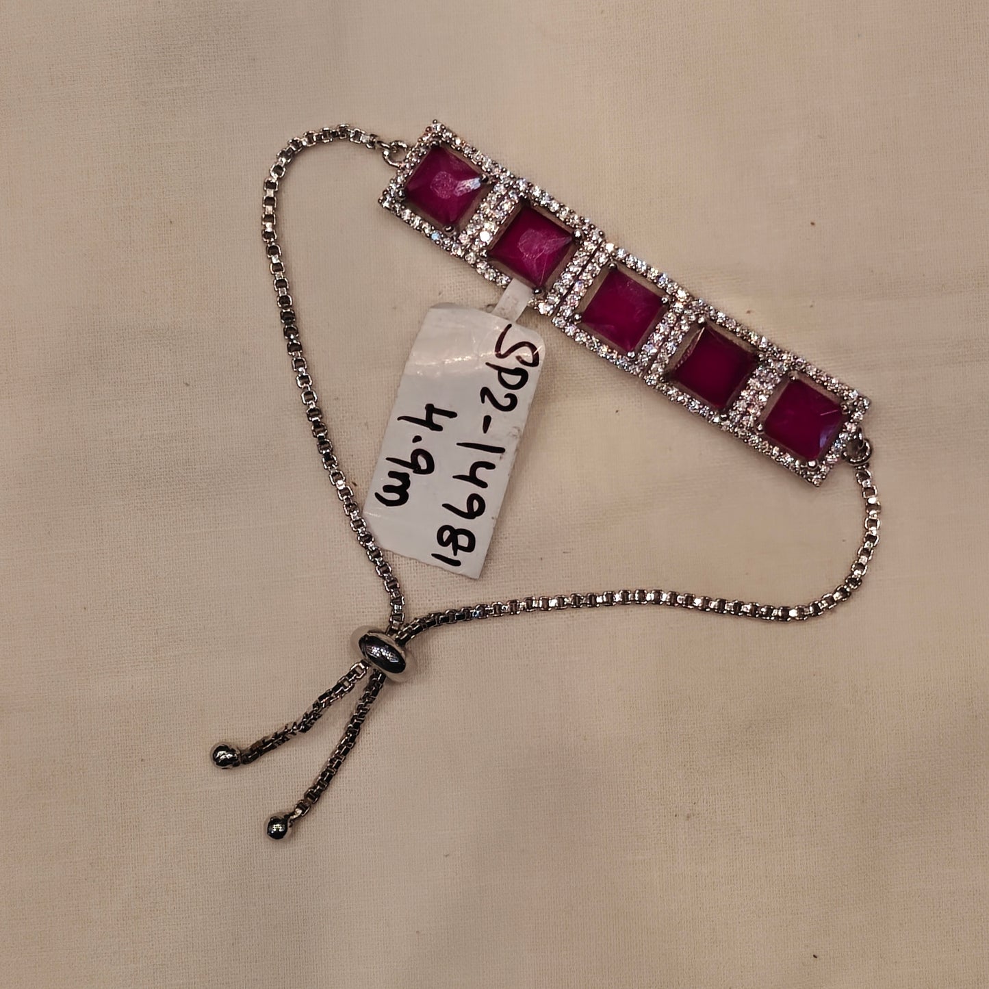 14980 / 14982 Radium polish pink stone chain bracelet