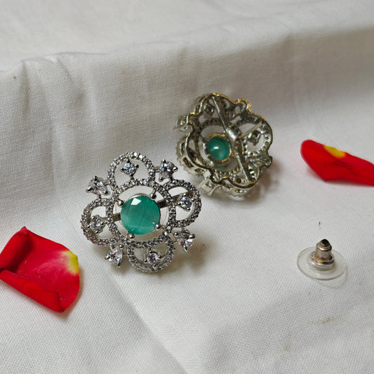 27078 platinum mint green colour studs