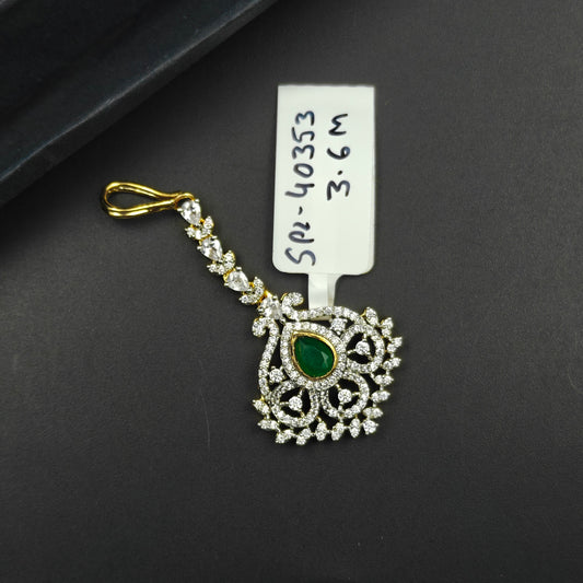 40353 Green Drop CZ Maang Tikka