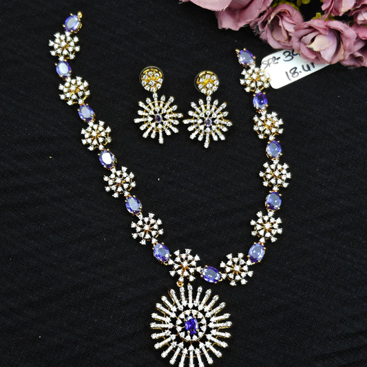 39641/45Real diamond look replica floral necklace