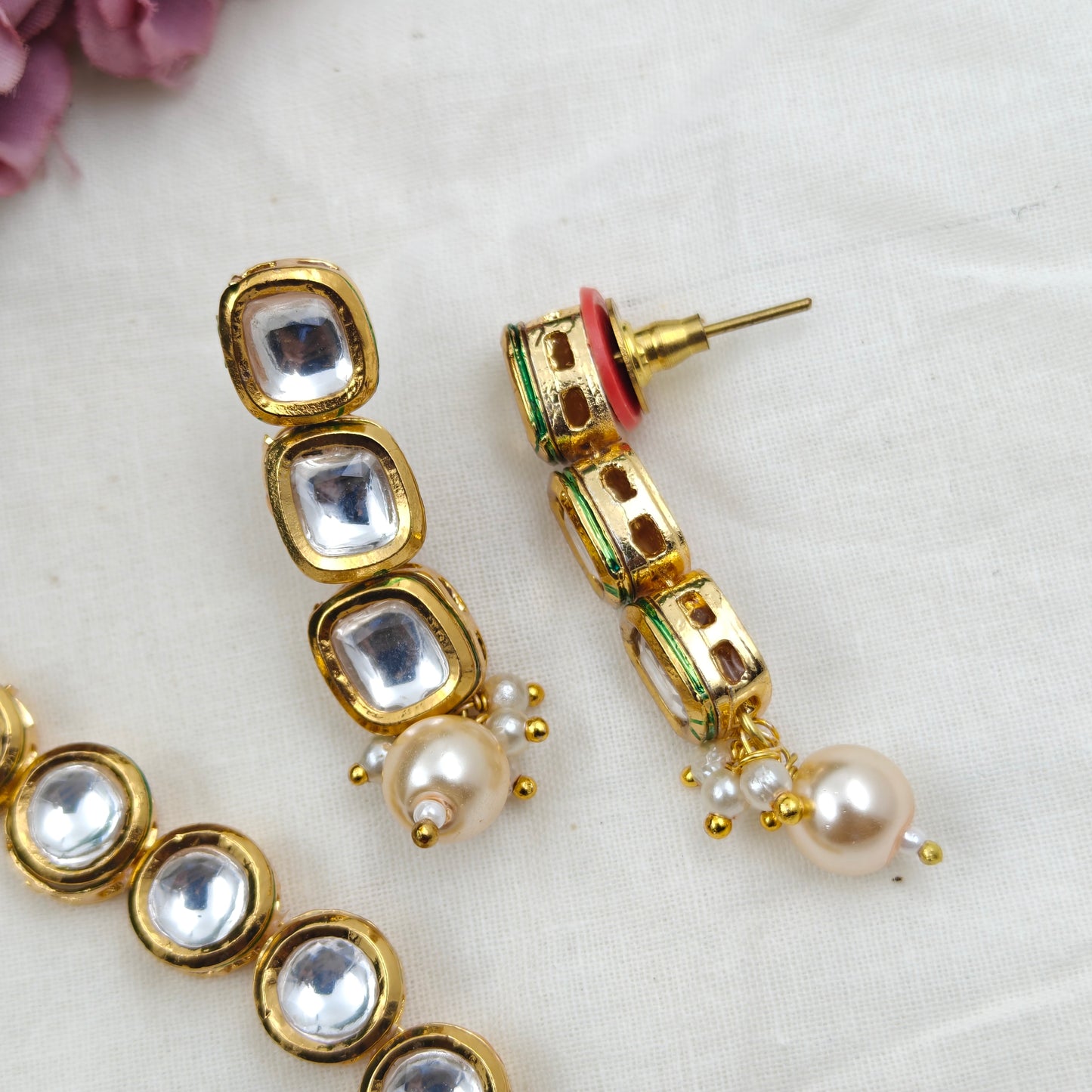 16834 Mennakari Kundan single line necklace