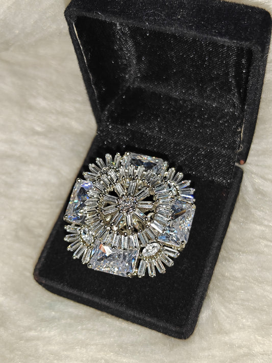 16408 platinum full white finger ring