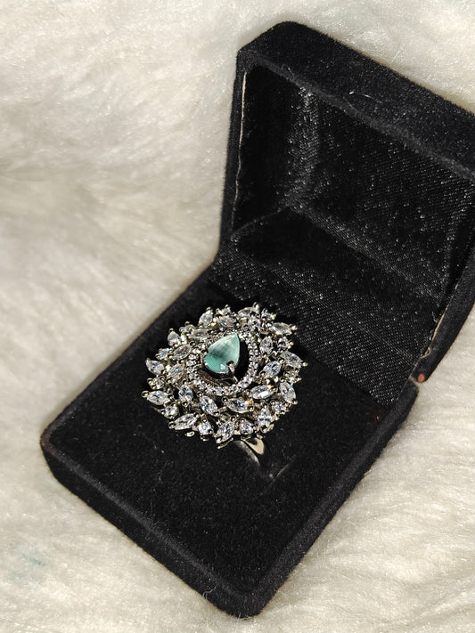 27268 platinum sky blue colour finger ring