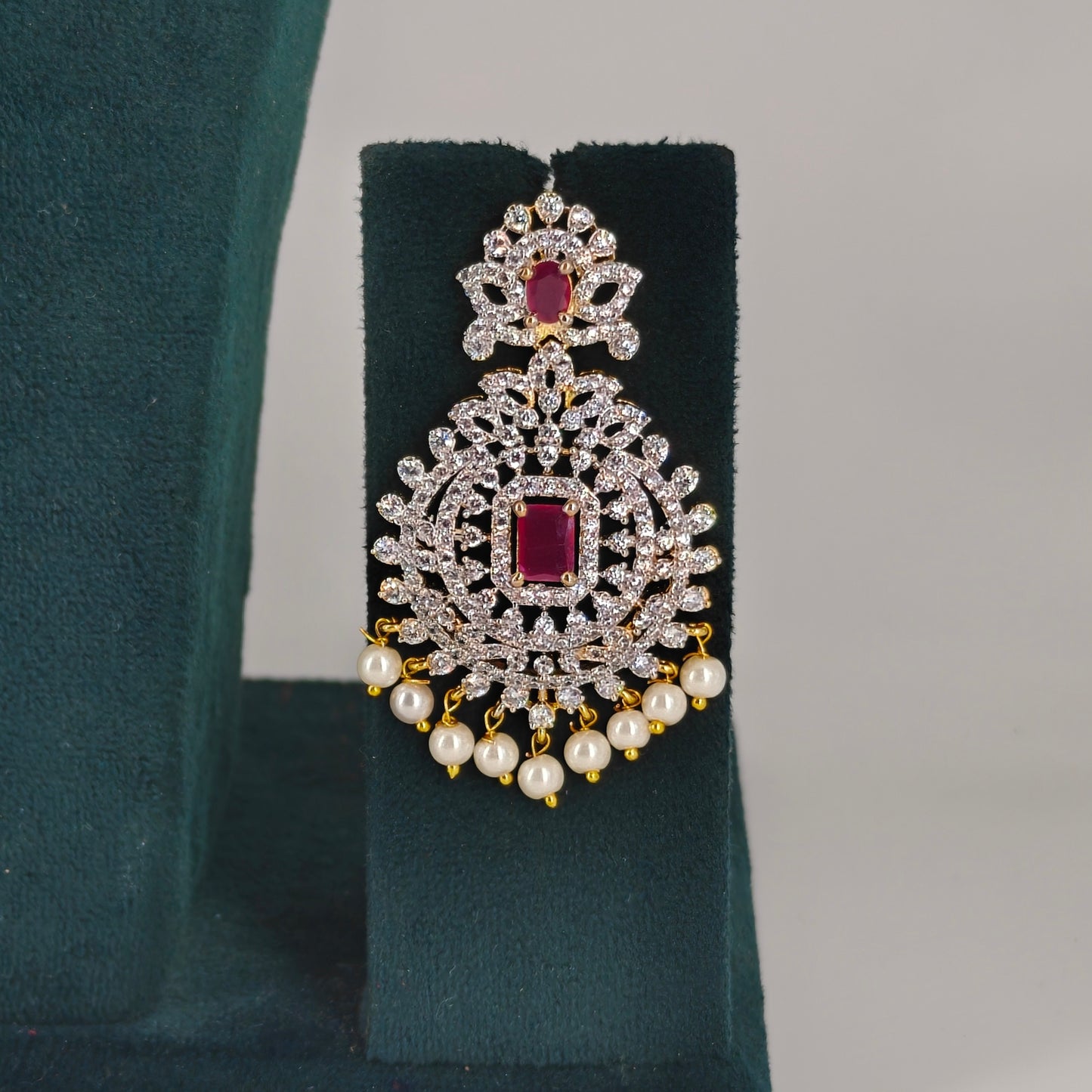 37780 Twin-Layer CZ Stone Bridal Haram Set