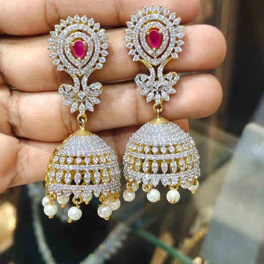 7992 / 7993 GJ Ruby stone drop pattern jhumki