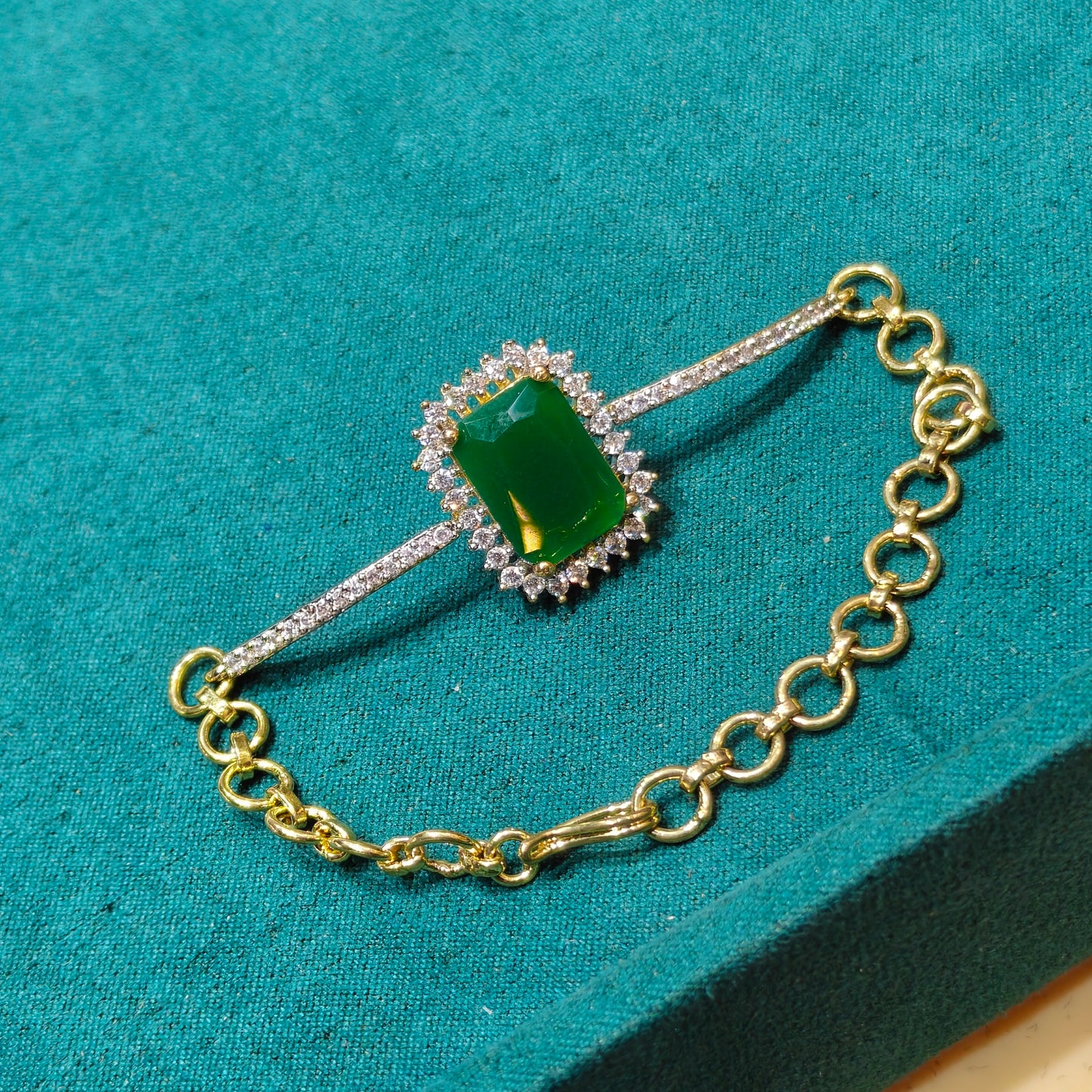 39194 GJ green square chain bracelet