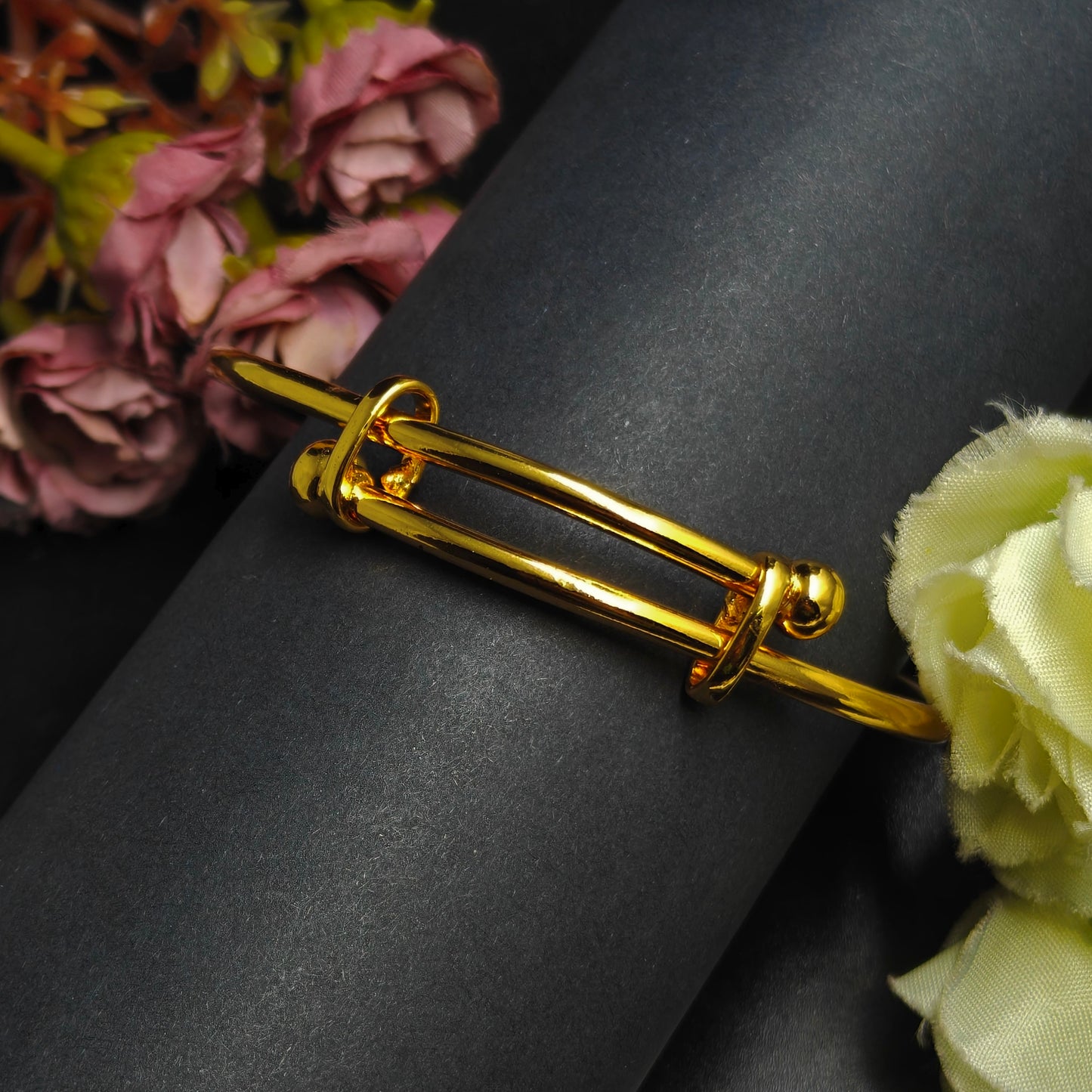20766 Gold polish single kada bangle