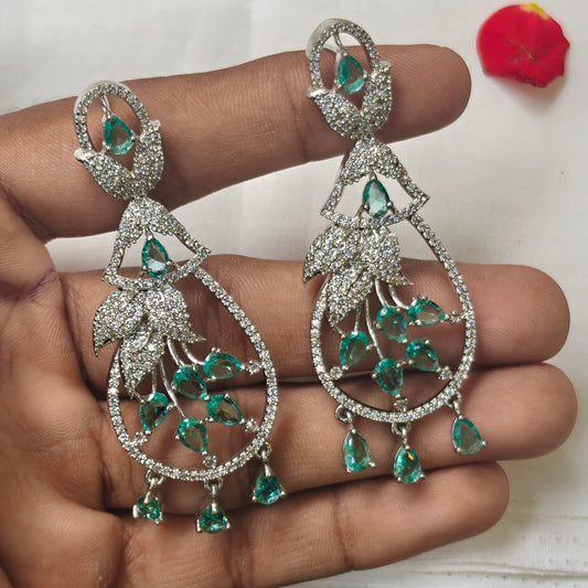 27089/27090 platinum light green earrings