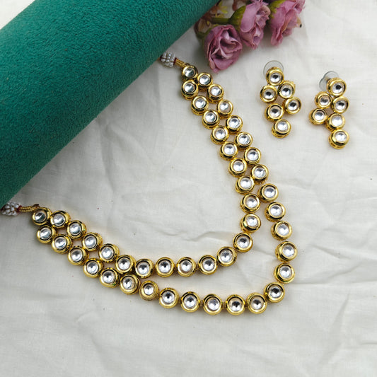 11945 Mennakari Kundan 2 Layers Necklace