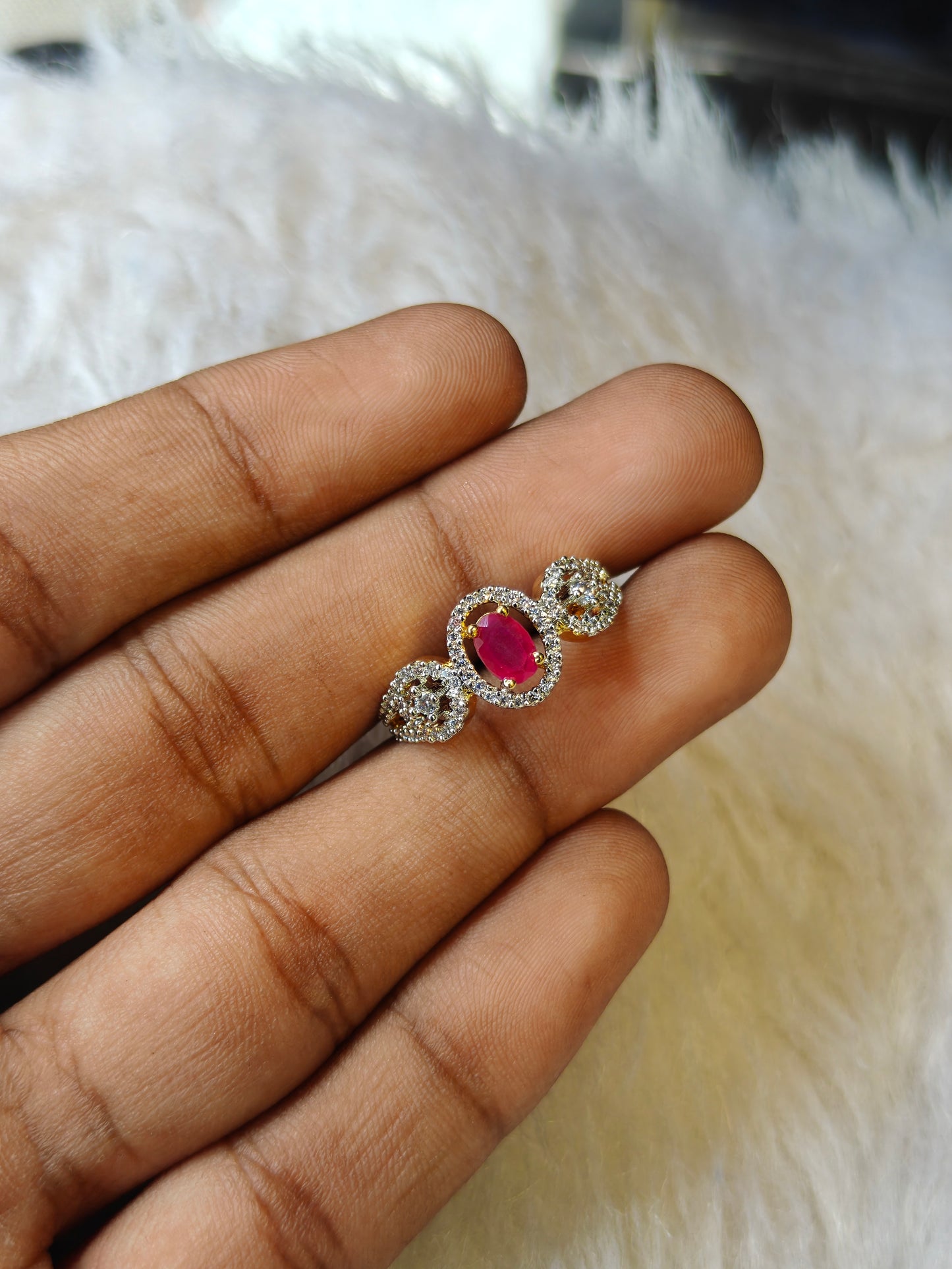 Diamond look Ruby finger ring