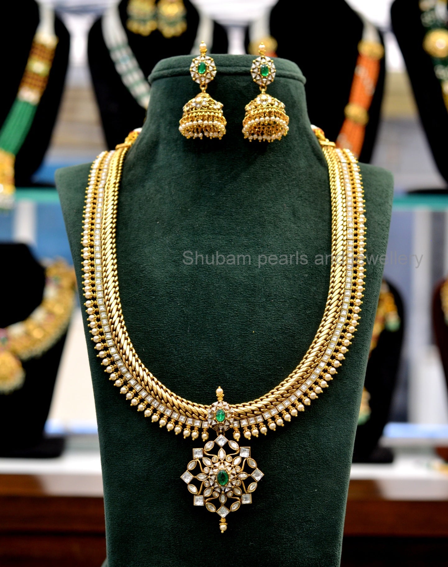 41721 jalebi long necklace with Swaroski pearls
