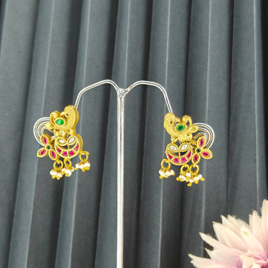 39389  Jadau elephant pattern jhumki