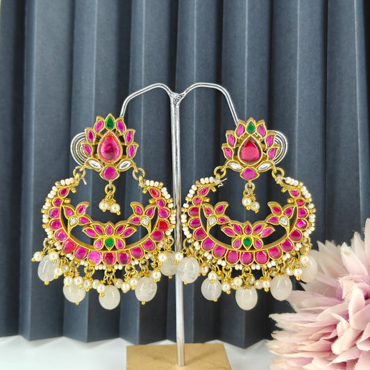 30581  Jadau multi colour chandbali