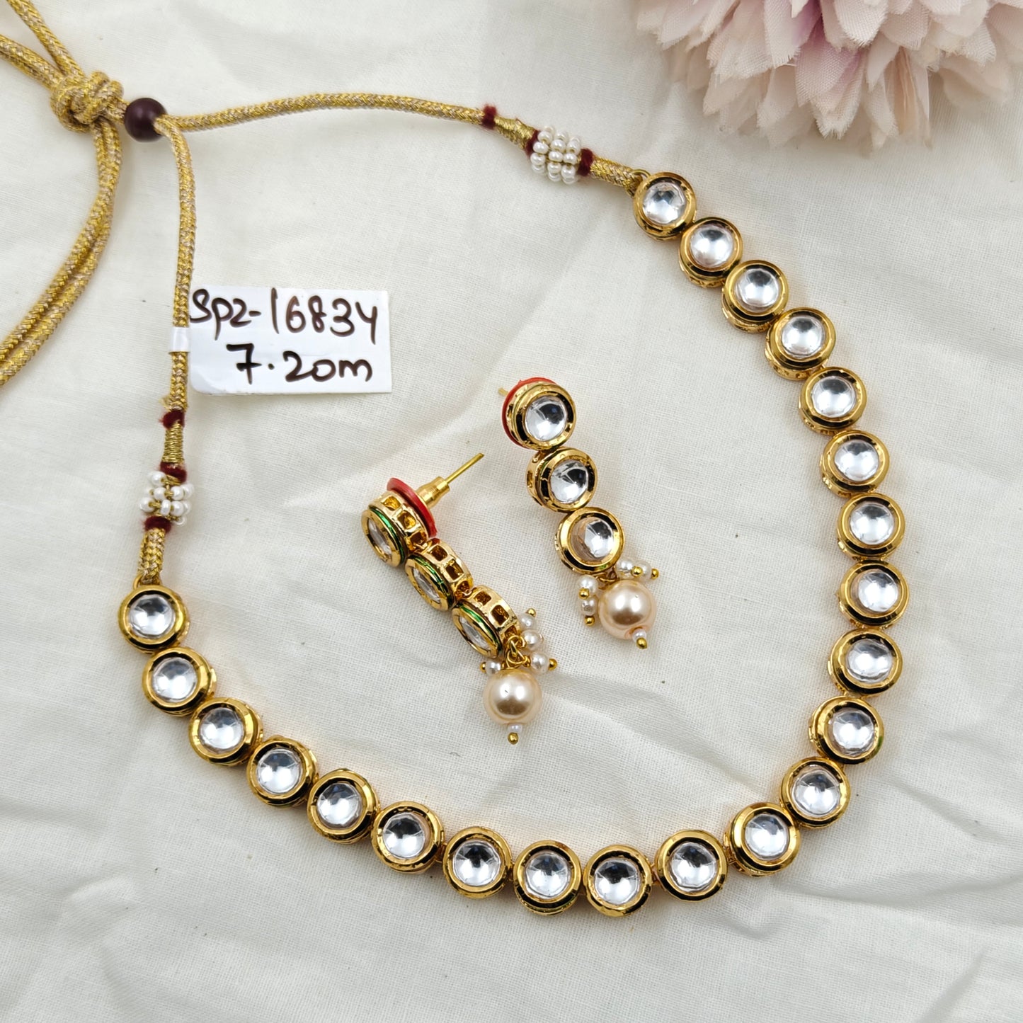 16834 Mennakari Kundan single line necklace