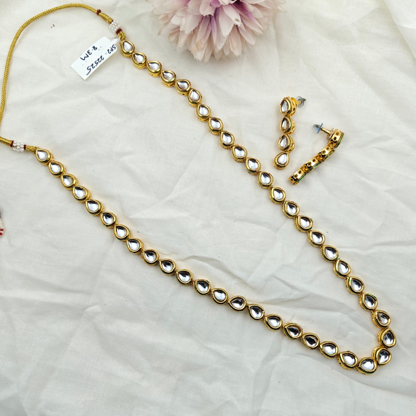 22525 Mennakari Kundan long simple necklace