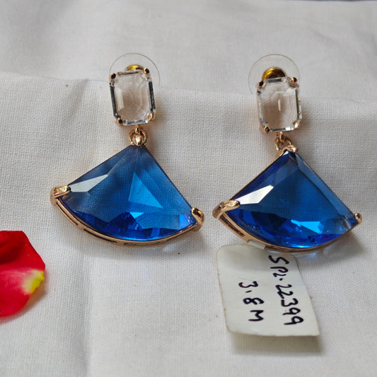 22399 platinum dark blue colour earrings