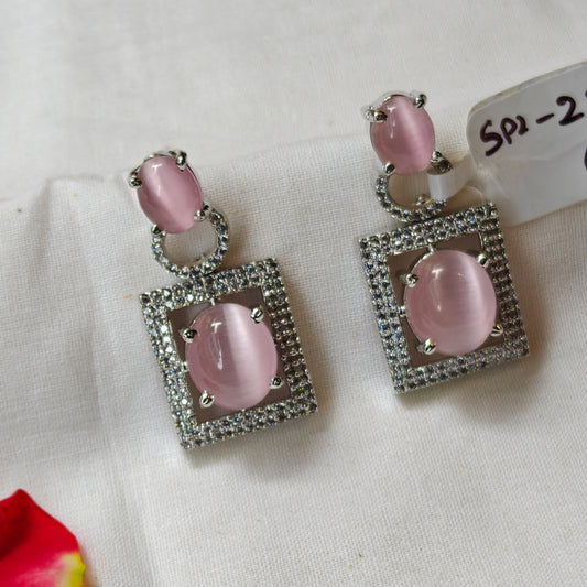 28703 platinum pink colour earrings