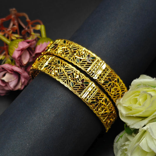 120 Gold polish 2 pcs broad bangle