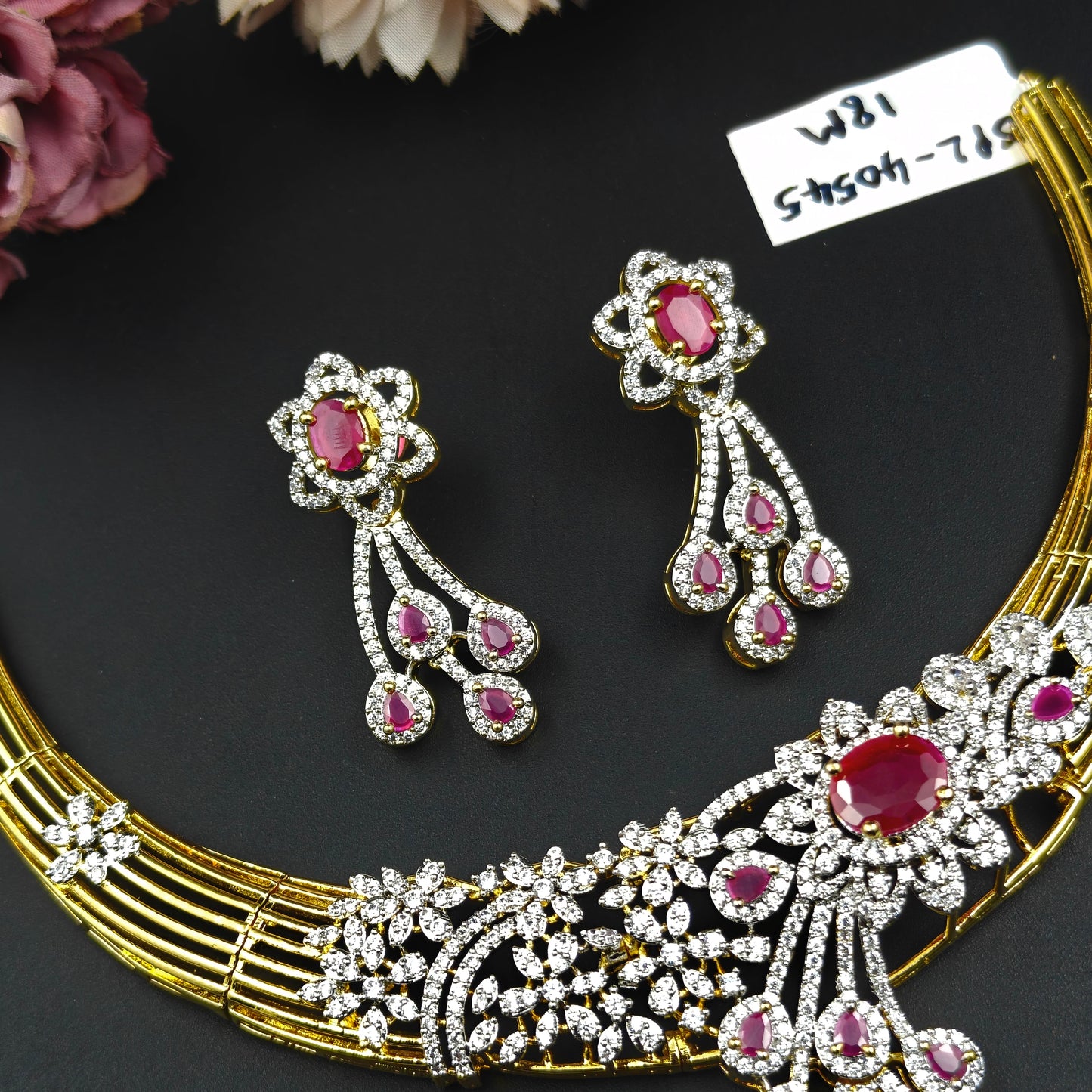 40545  GJ kante in ruby stone with screw back earrings