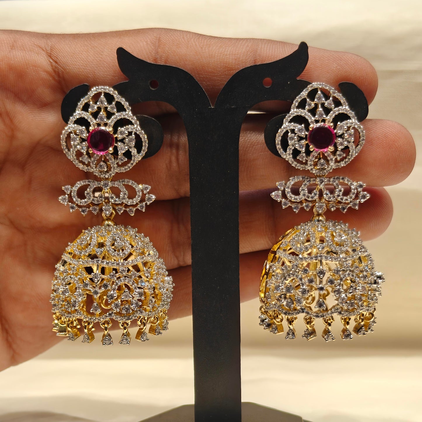 39849 GJ jhumki Ruby colour