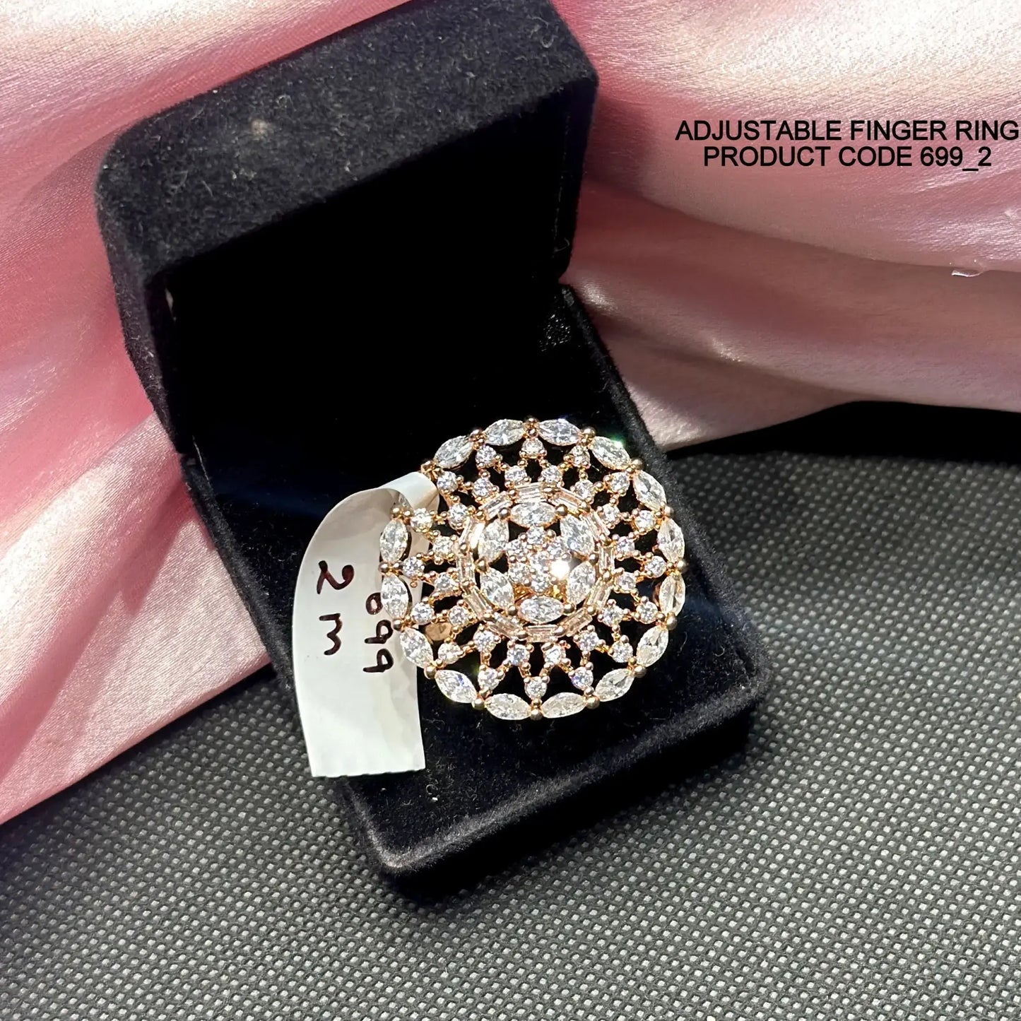 Rose gold finish Adjustable Finger ring 699