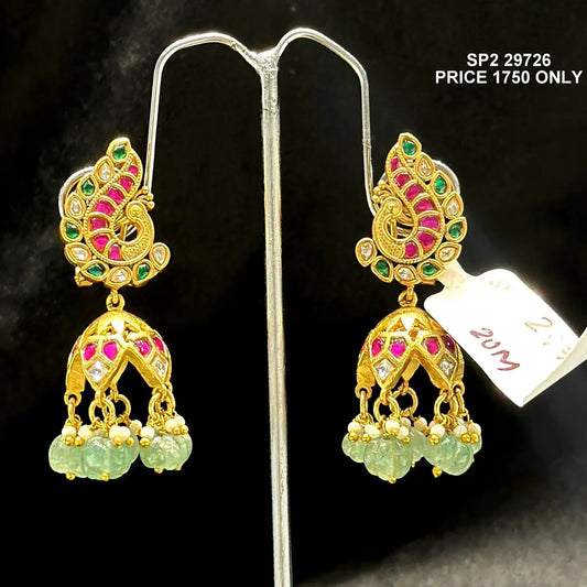 Jadau multicolor peacock jhumkis 29726